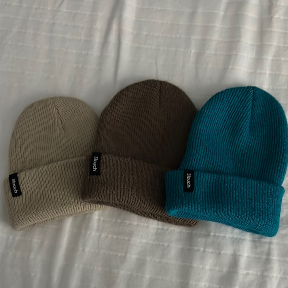 Scotch Knit Beanie Set - Beige, Brown, and Teal